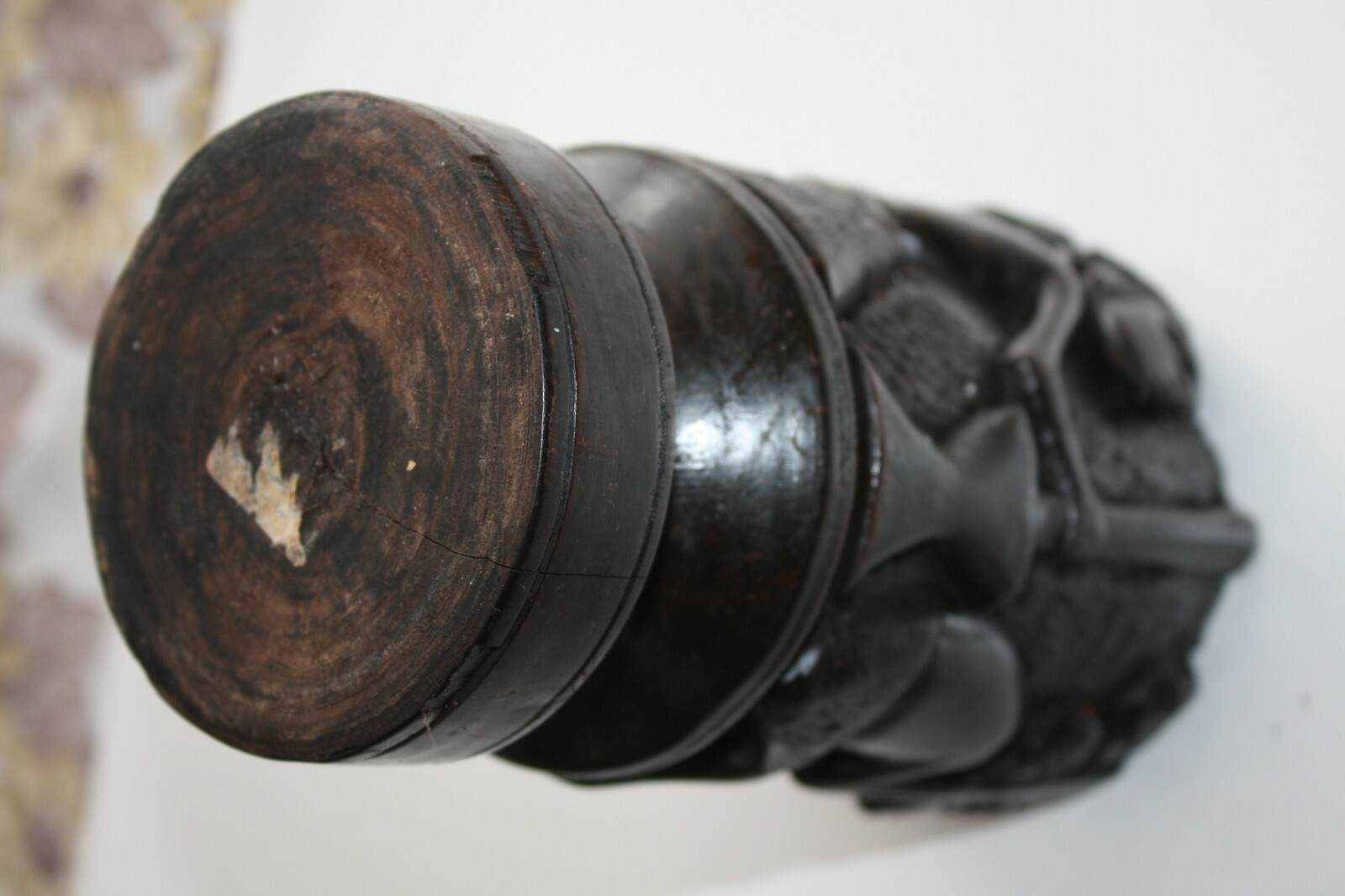 Hard and Heavy Ebony Wood Hand Carved African Tribal Art Goblet Cup Urn Vessel - Image 9