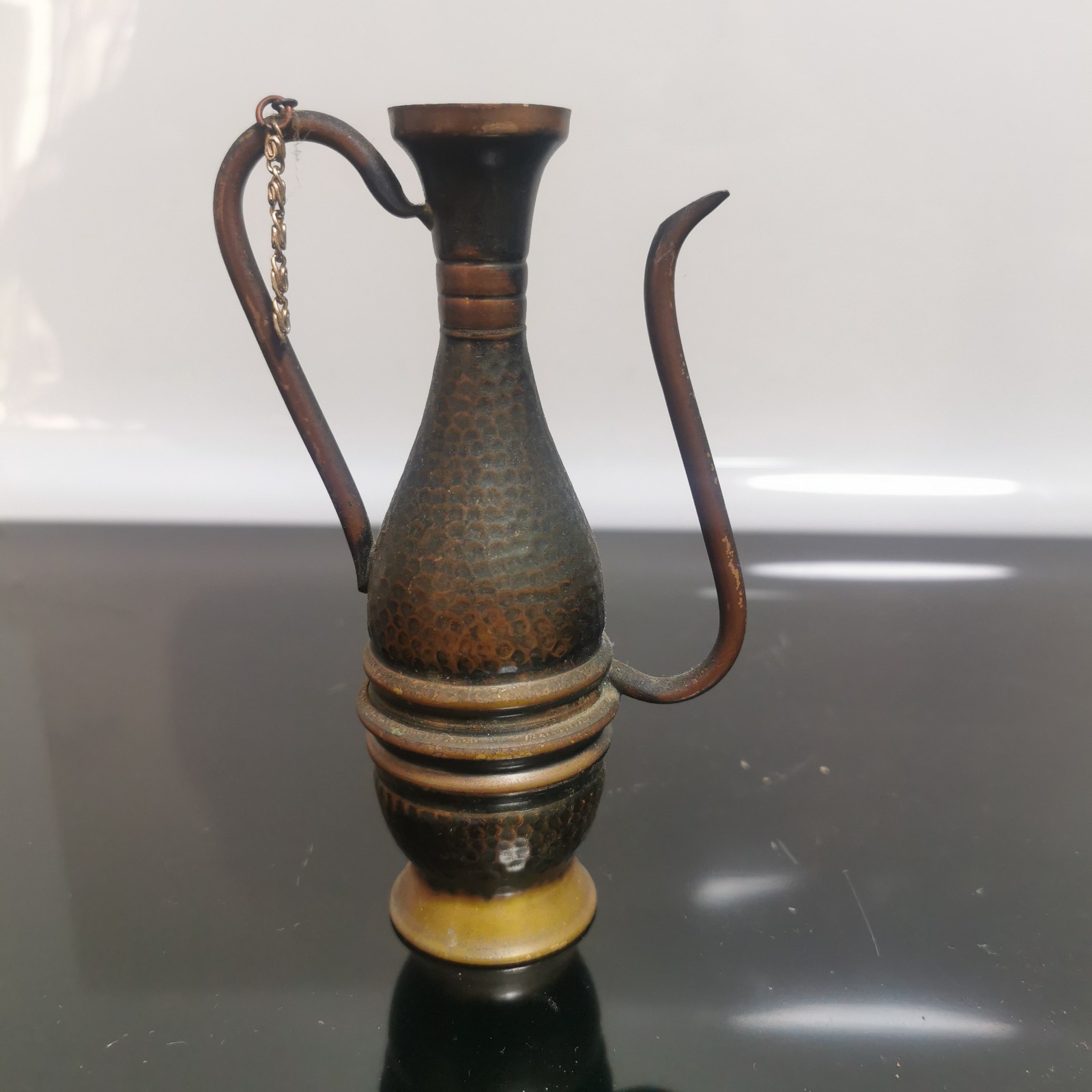 Lot of 5 Antique Eastern Brass Copper Teapot Decor With Hinged Lid - Image 10