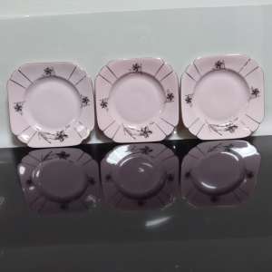 MZ Altrohlau Art Deco 3 Pink Plates Czechoslovakia 20's