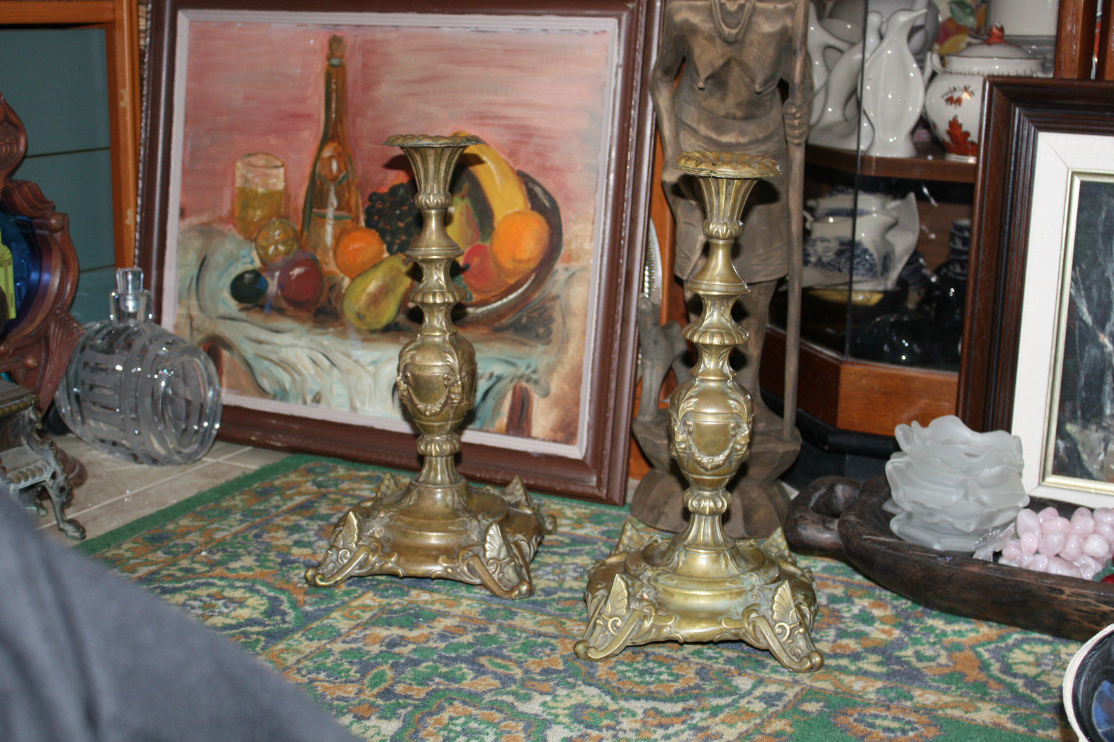 Pair of Louis XIV Brass Candlesticks c.1840 France Antique Rare Gorgeous 37cm - Image 6