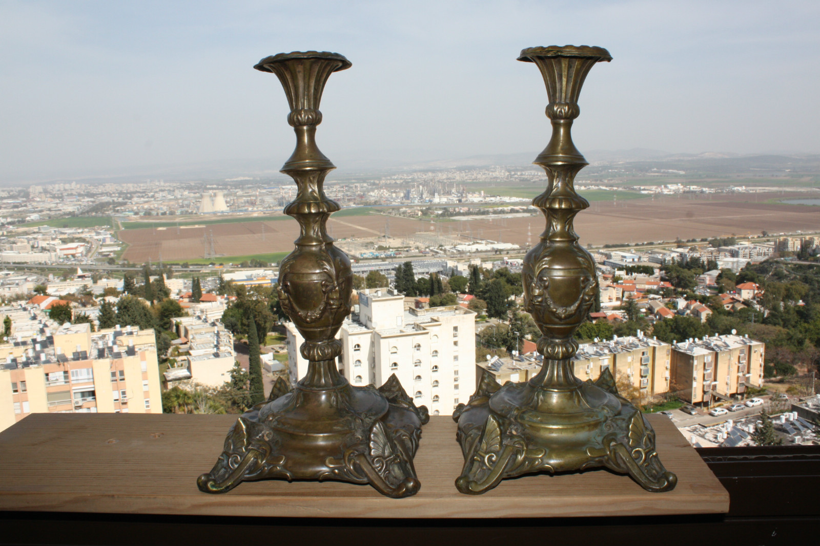 Pair of Louis XIV Brass Candlesticks c.1840 France Antique Rare Gorgeous 37cm