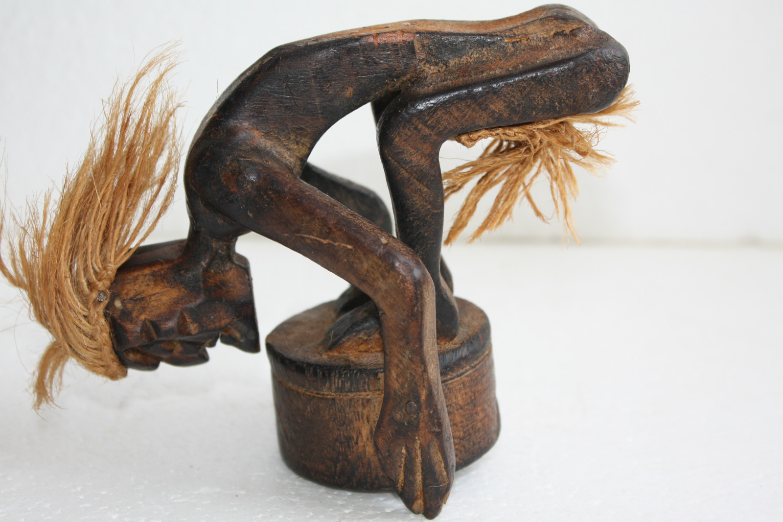 Vintage Hand Carved Wooden Ashtray Tarzan Figurine Primitive Home Decor Rare 5" - Image 3