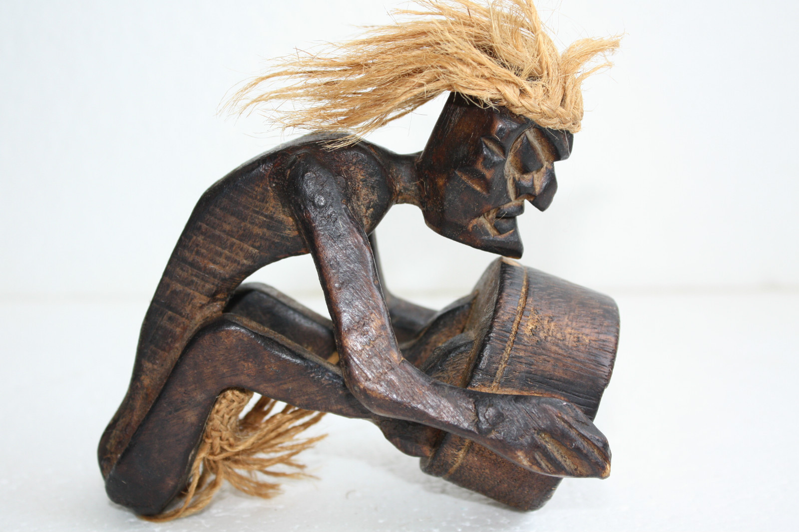 Vintage Hand Carved Wooden Ashtray Tarzan Figurine Primitive Home Decor Rare 5" - Image 7