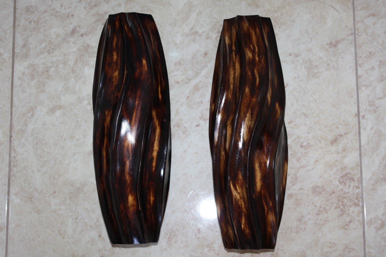 Vintage Hand Carved Wooden Vase Wood Art Home Bar Decorative Collectible 14" - Image 4