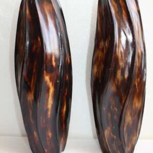 Vintage Hand Carved Wooden Vase Wood Art Home Bar Decorative Collectible 14"