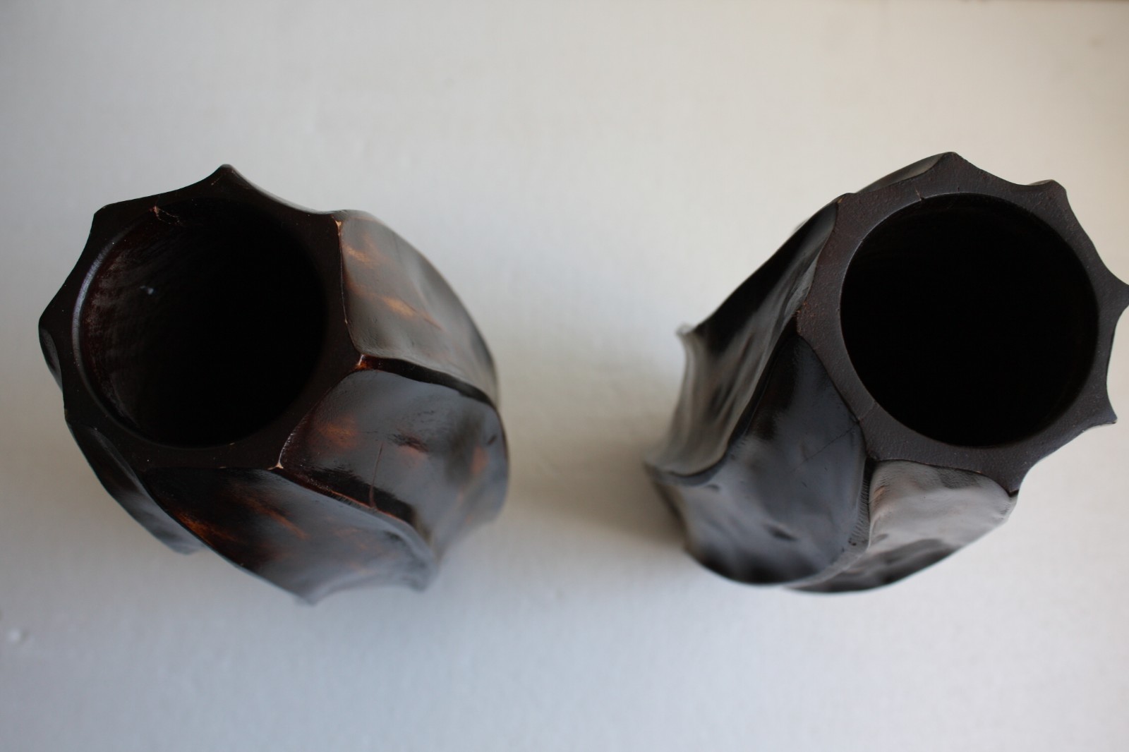 Vintage Hand Carved Wooden Vase Wood Art Home Bar Decorative Collectible 14" - Image 6