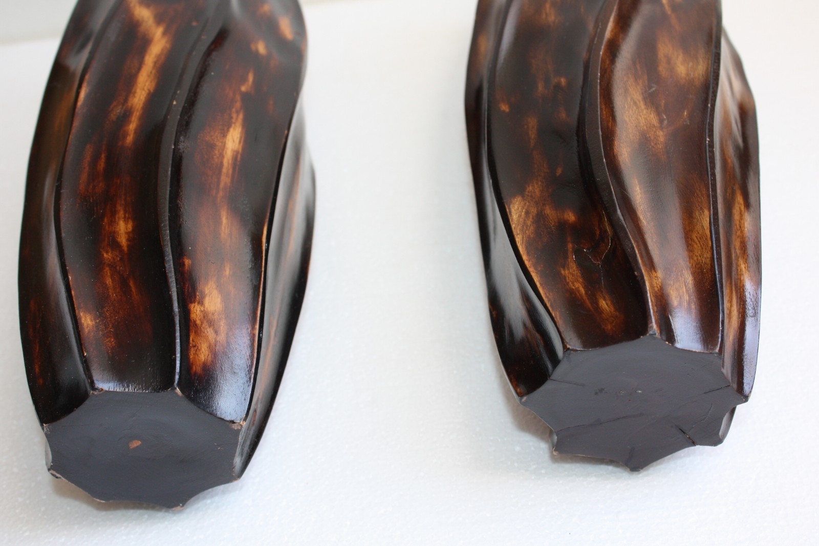 Vintage Hand Carved Wooden Vase Wood Art Home Bar Decorative Collectible 14" - Image 7