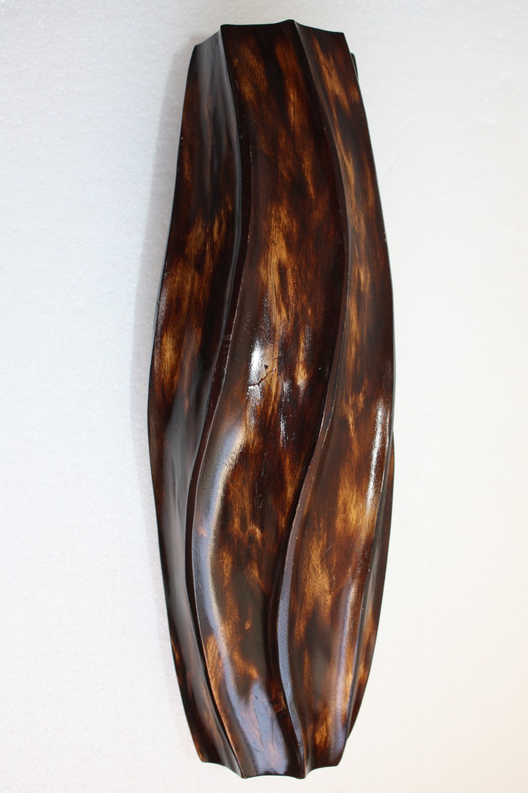 Vintage Hand Carved Wooden Vase Wood Art Home Bar Decorative Collectible 14" - Image 8