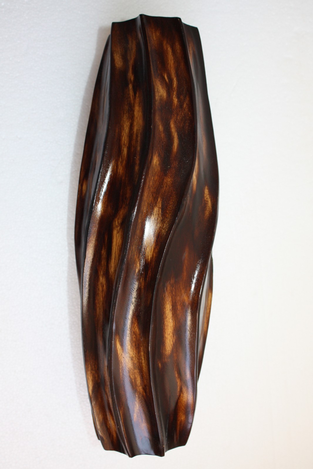 Vintage Hand Carved Wooden Vase Wood Art Home Bar Decorative Collectible 14" - Image 9