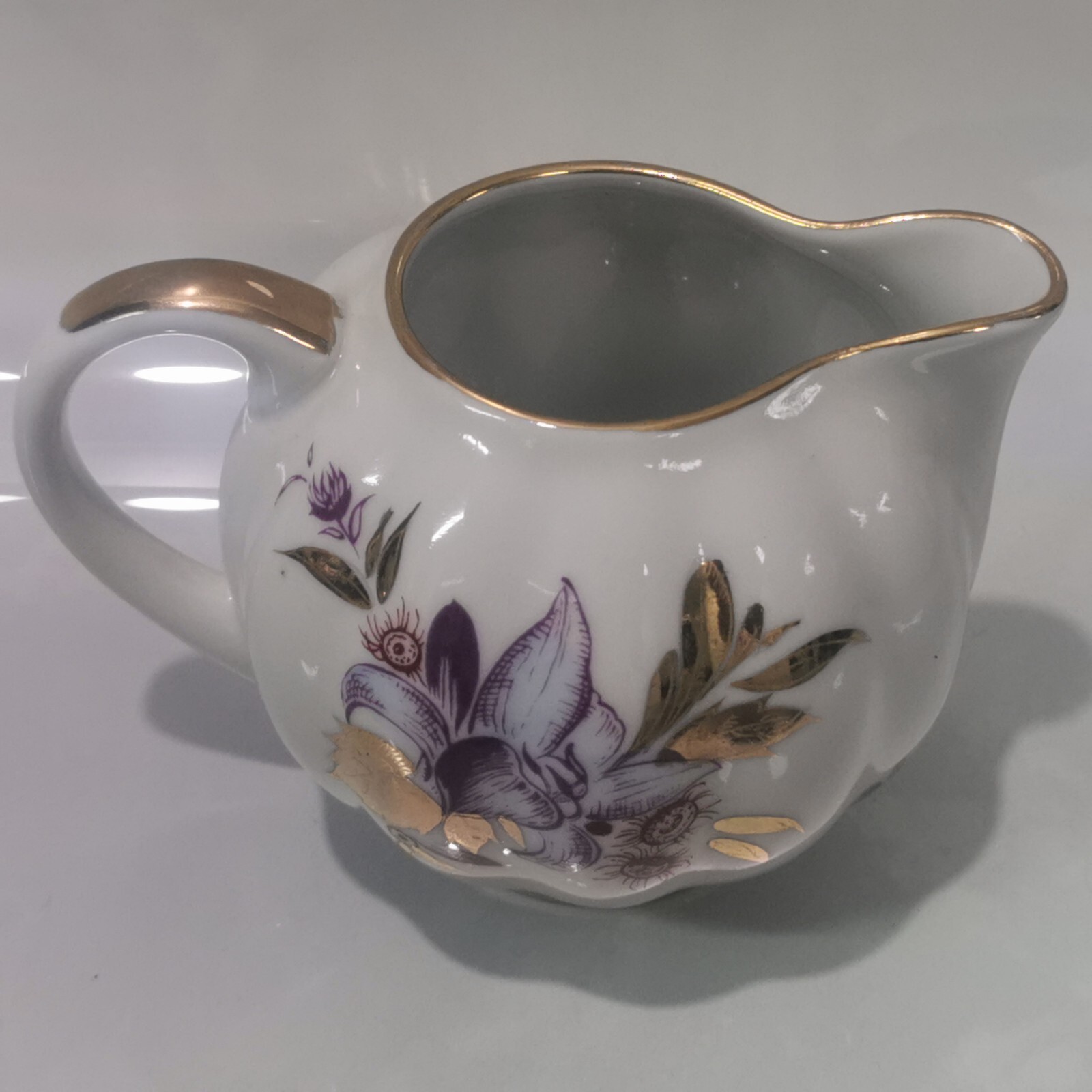 Vintage Imperial Porcelain Lomonosov LFZ Creamer 24k Gold Flowers Handpainted - Image 2