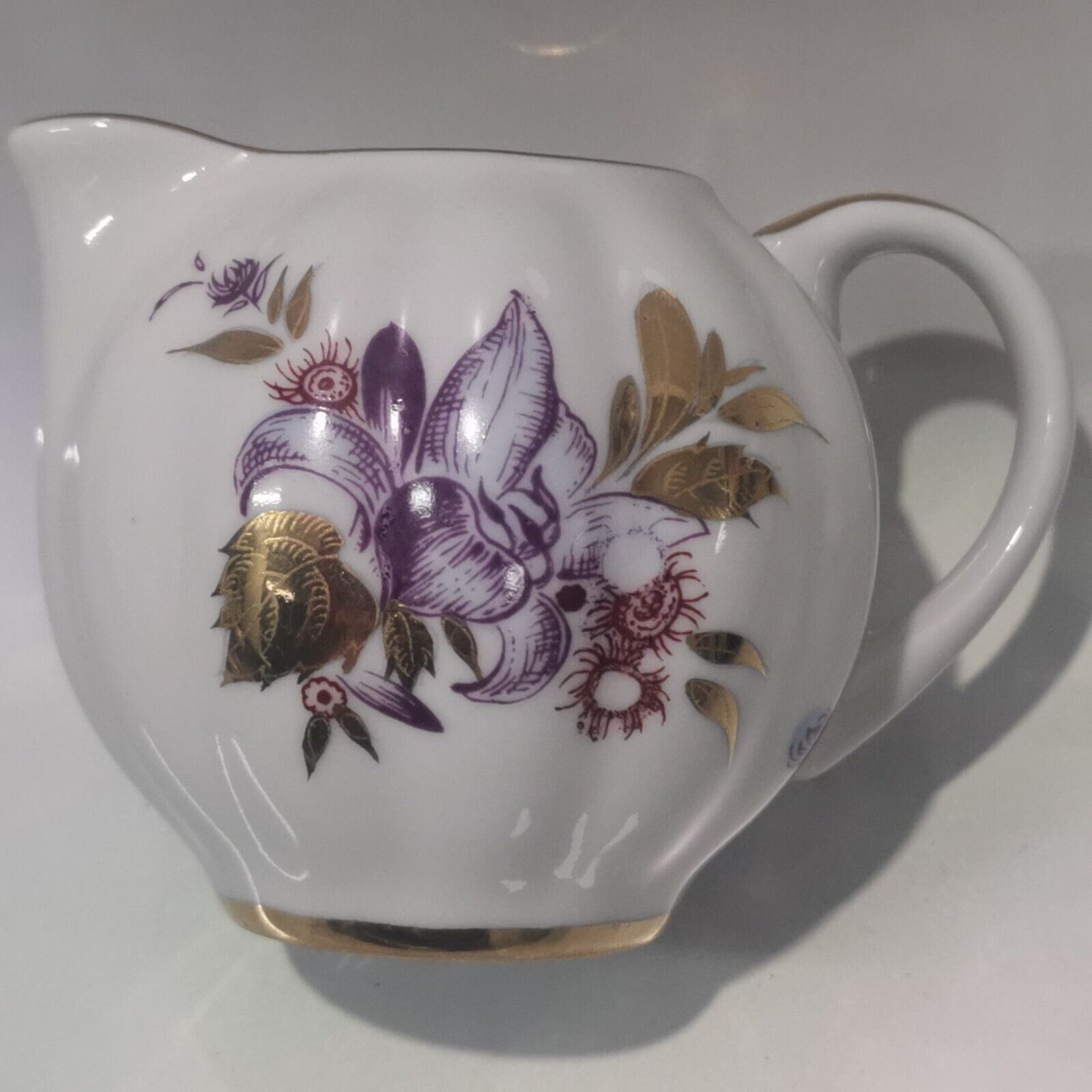 Vintage Imperial Porcelain Lomonosov LFZ Creamer 24k Gold Flowers Handpainted - Image 3