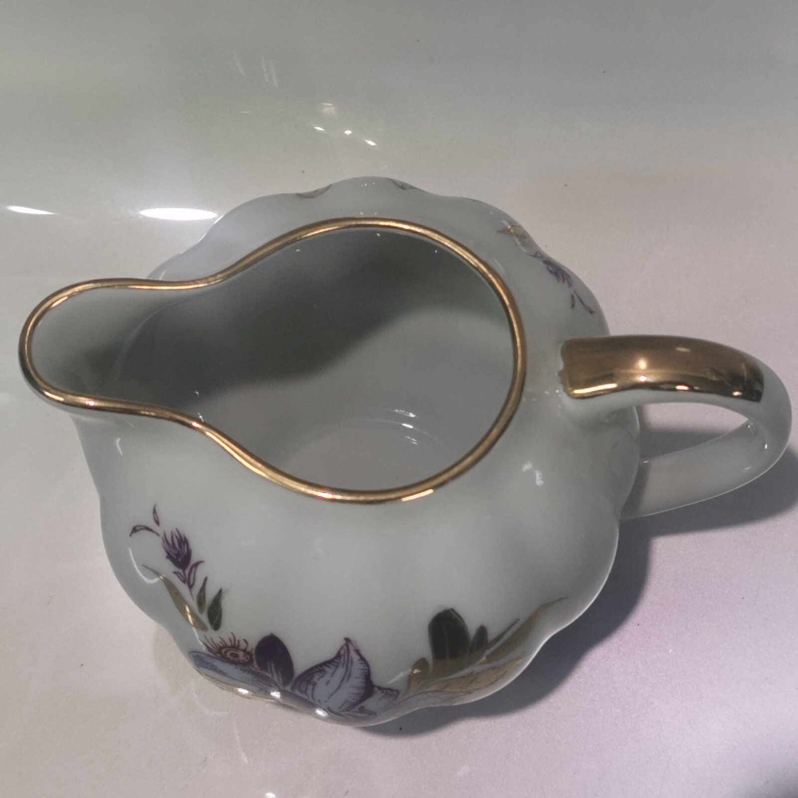 Vintage Imperial Porcelain Lomonosov LFZ Creamer 24k Gold Flowers Handpainted - Image 4