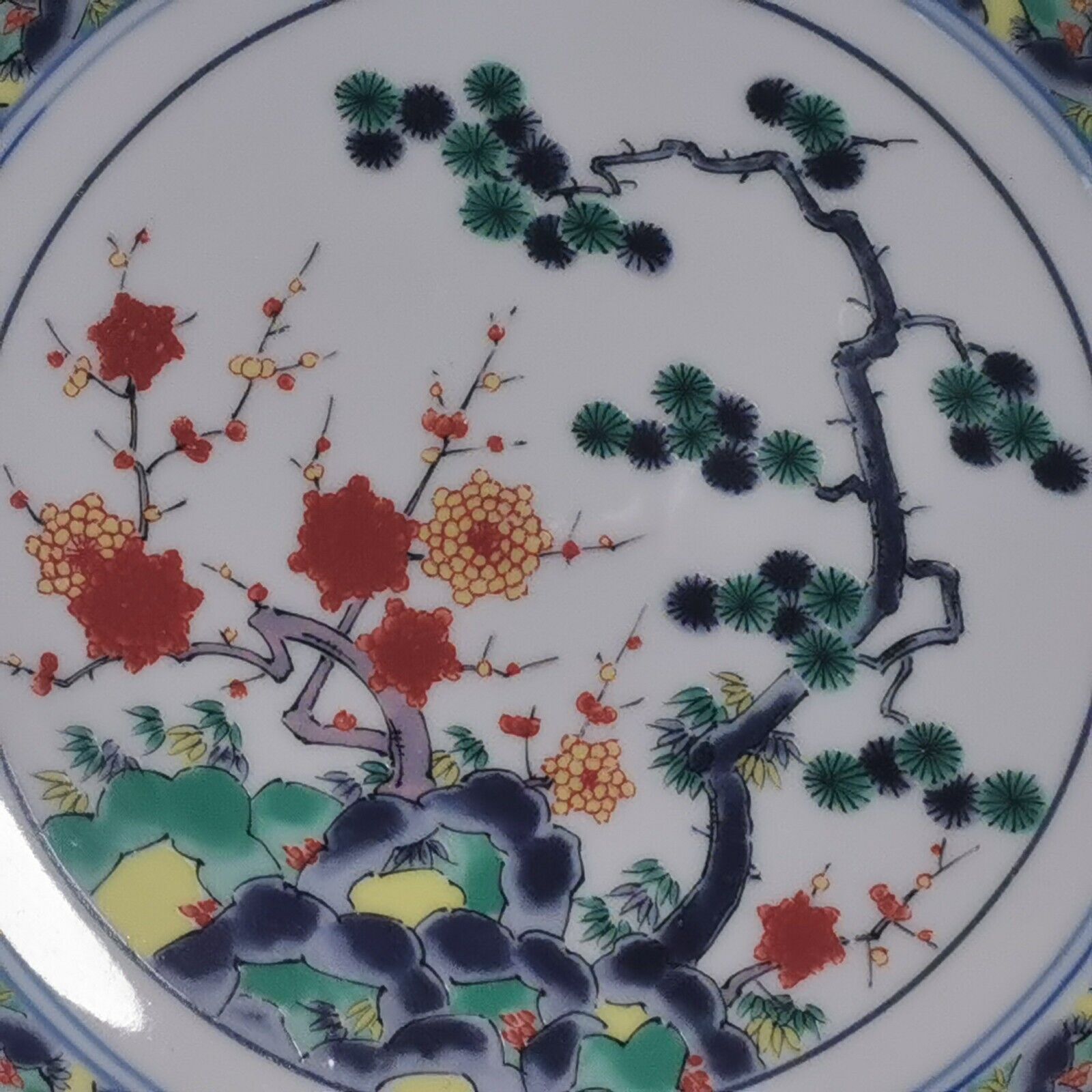 Vintage Traditional Handpainted Chinese or Japanese Porcelain Pottery Large Bowl - Image 5