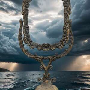 Antique Victorian Brass Bronze Vanity Table Mirror Frame 1880s