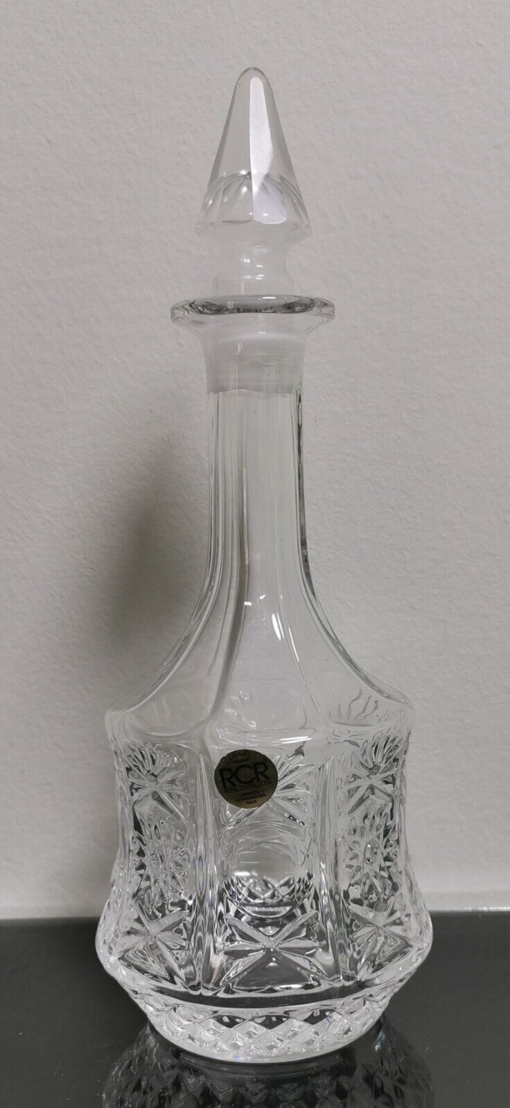 Beautiful Vintage Decanter RCR Royal Crystal Rock 24% Lead Crystal Glass Italy