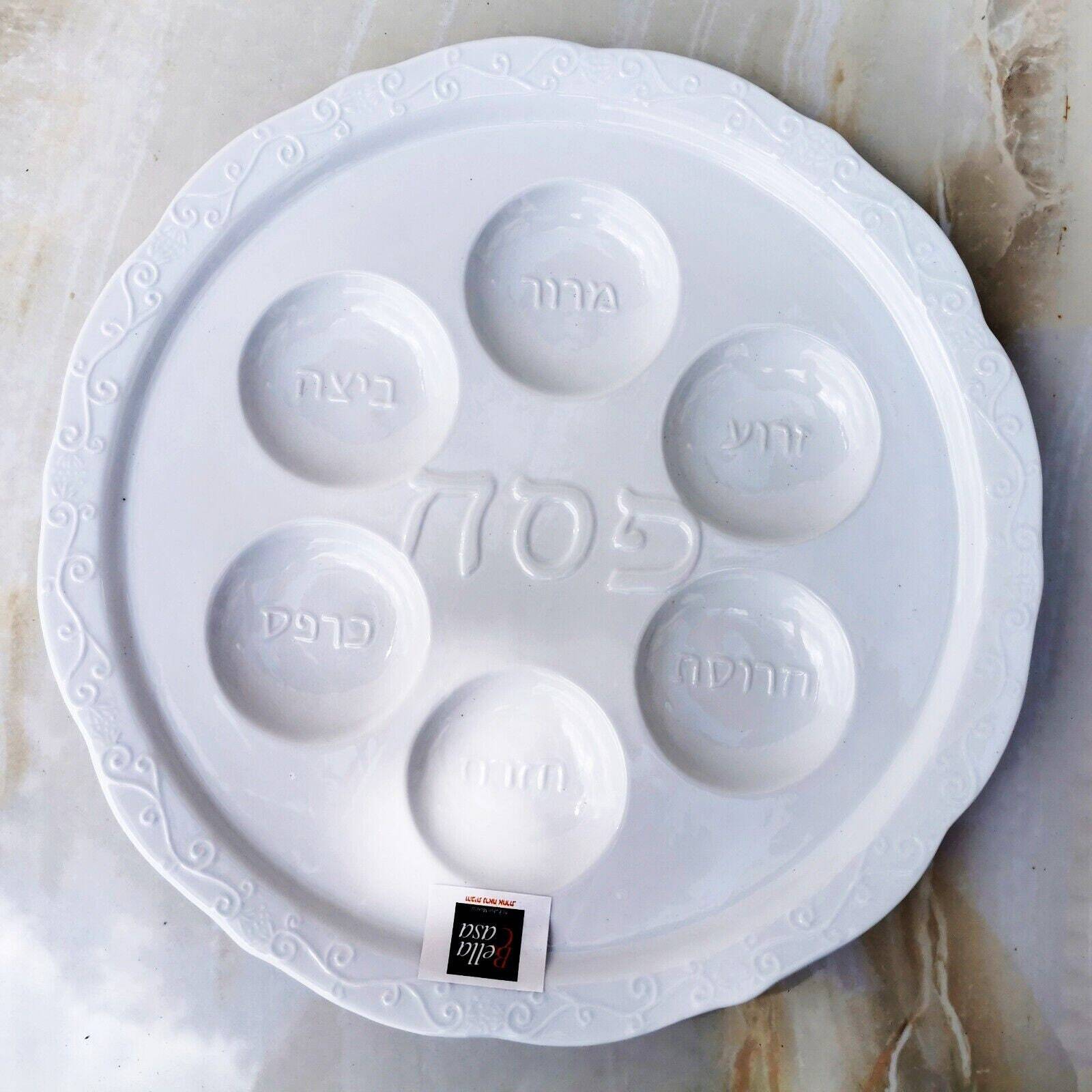 Bella Casa by Fabio Moretti White Porcelain Passover Tray Plate Judaica Rare - Image 4