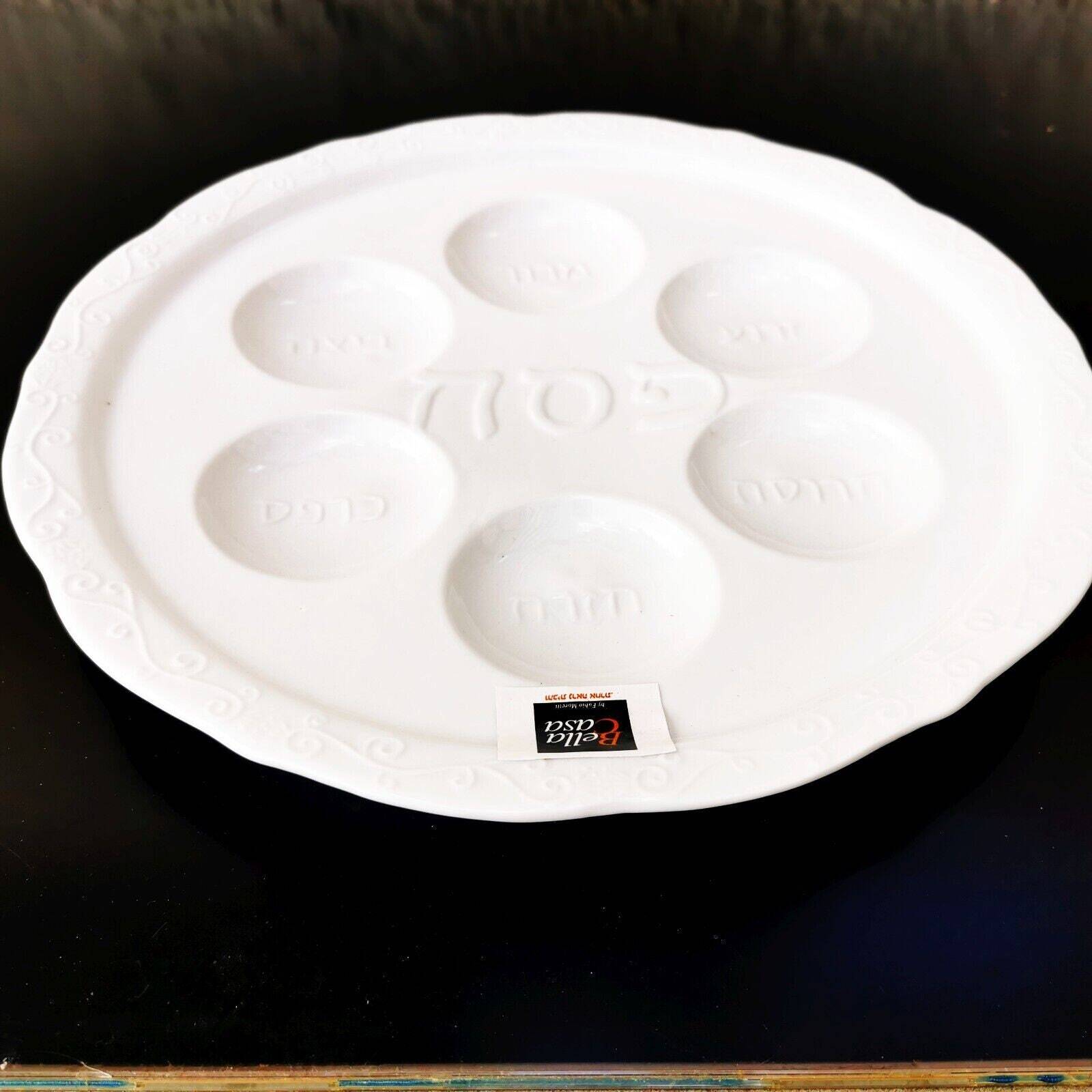 Bella Casa by Fabio Moretti White Porcelain Passover Tray Plate Judaica Rare - Image 7