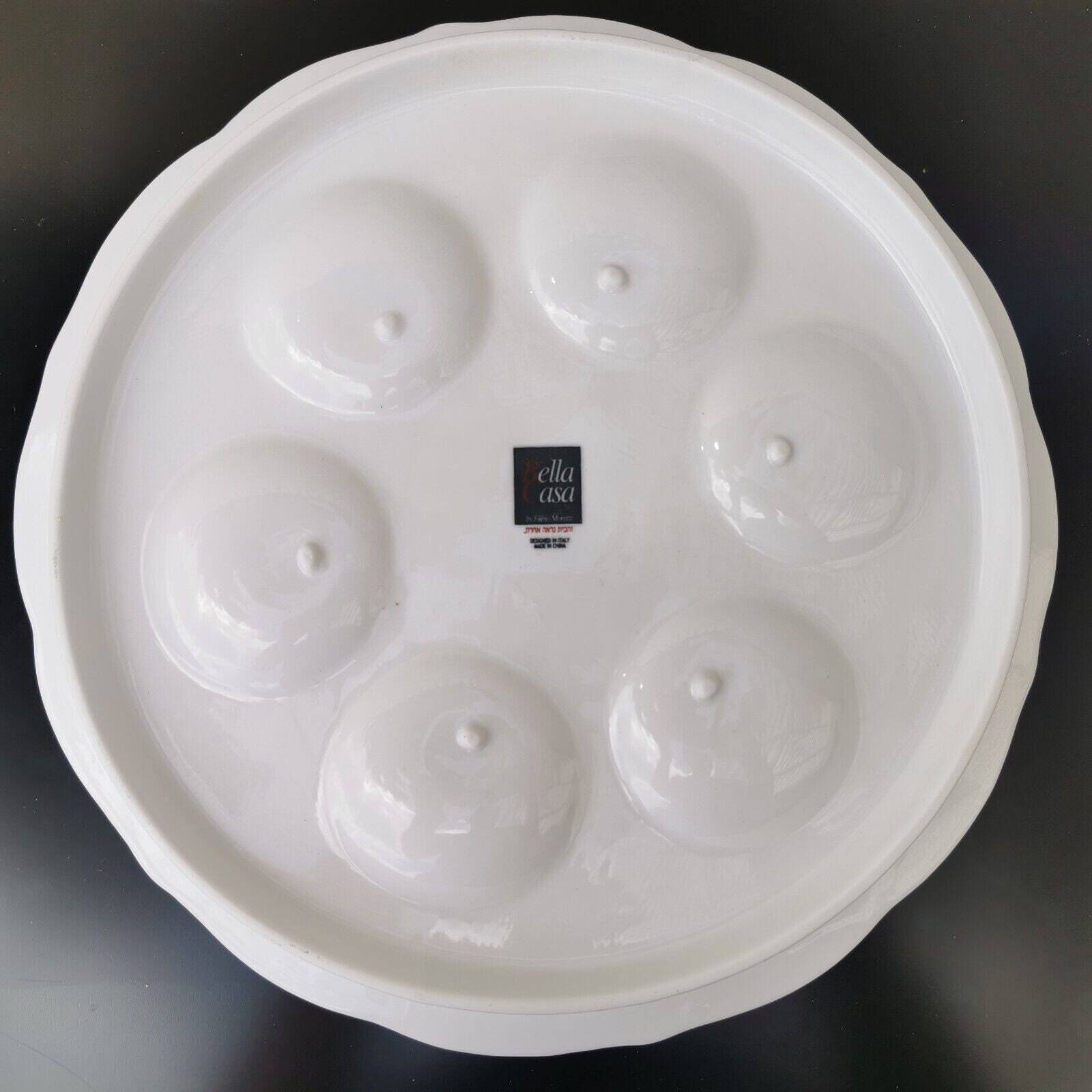 Bella Casa by Fabio Moretti White Porcelain Passover Tray Plate Judaica Rare - Image 8