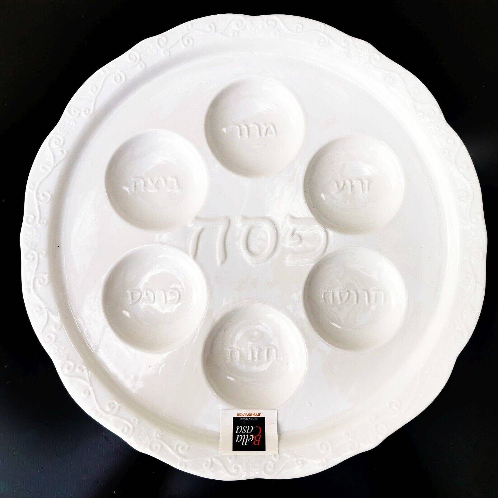 Bella Casa by Fabio Moretti White Porcelain Passover Tray Plate Judaica Rare