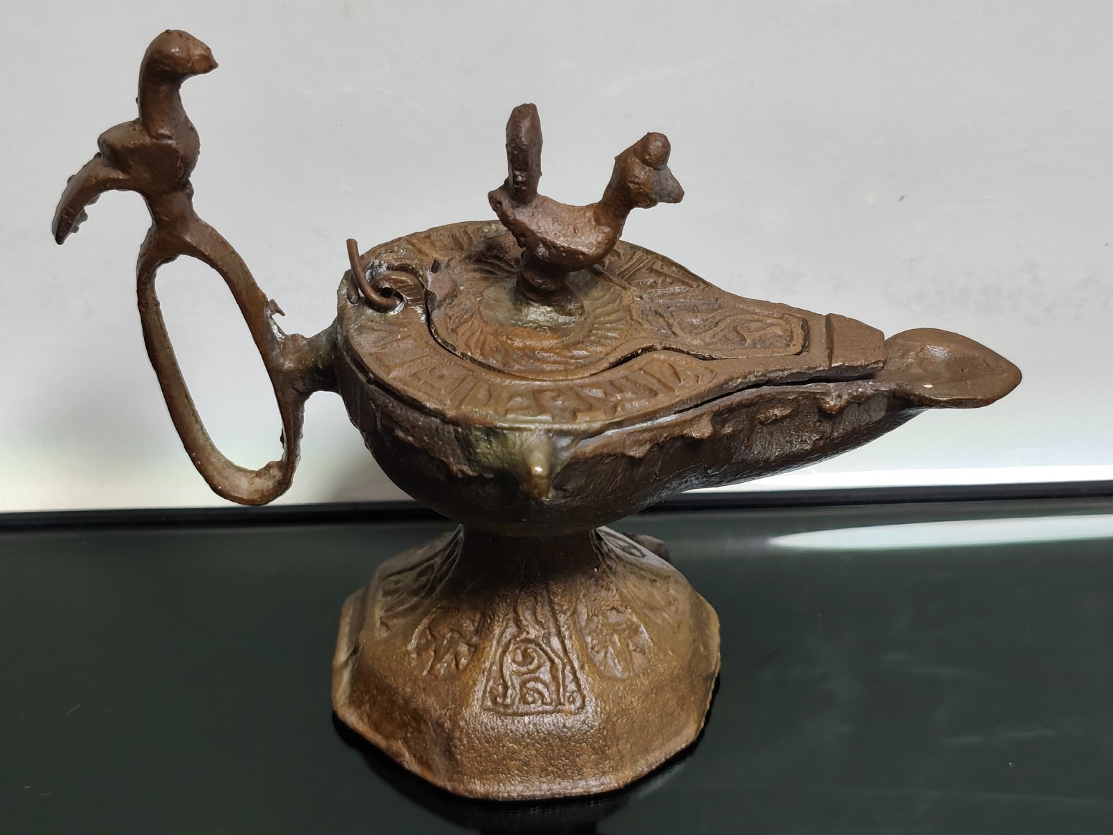 Old Ancient Middle Eastern Bronze Oil Lamp Incense Antique Rare - Image 2