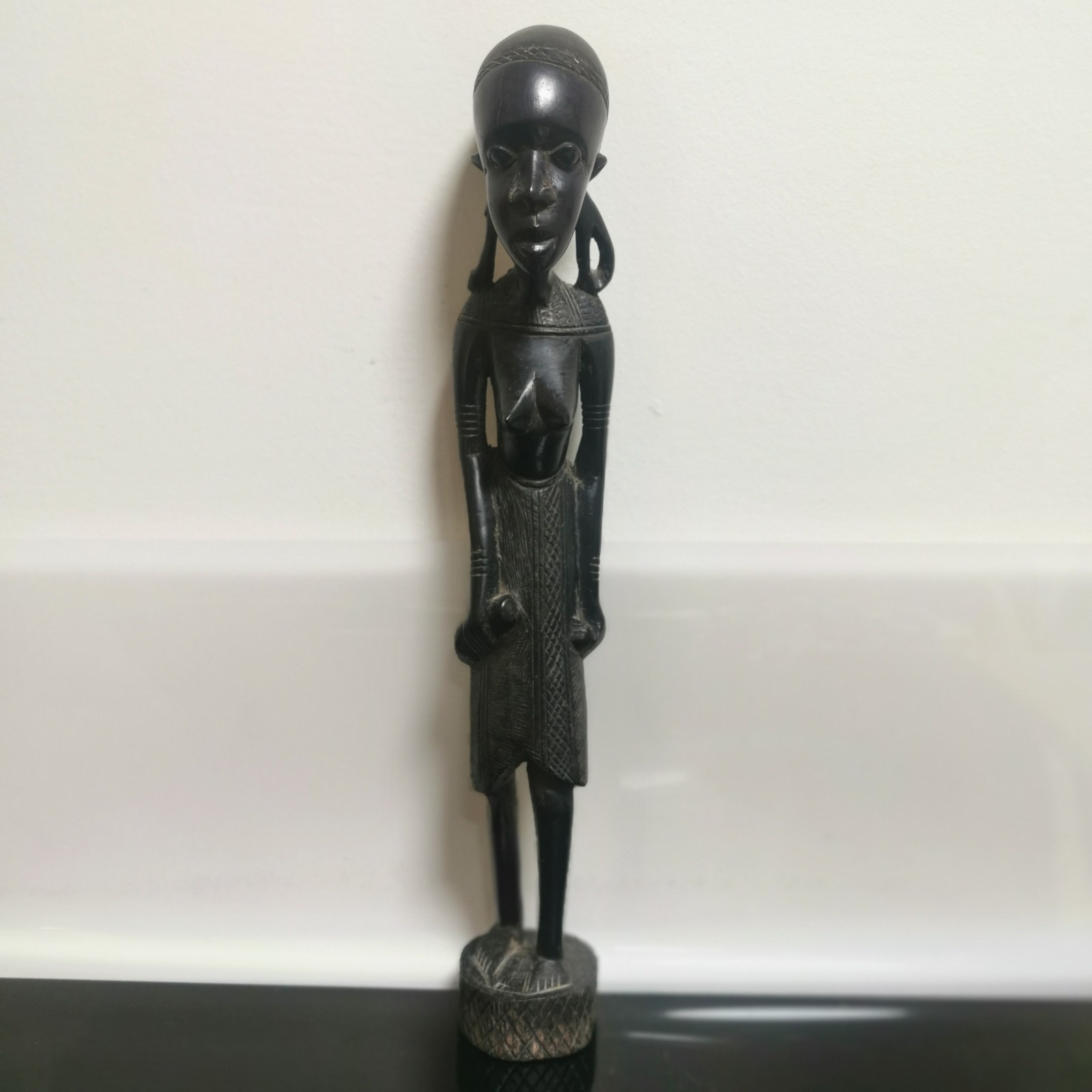 Tanzania Ebony Carved African Tribal Native Sculpture Woman Body 49cm Vintage