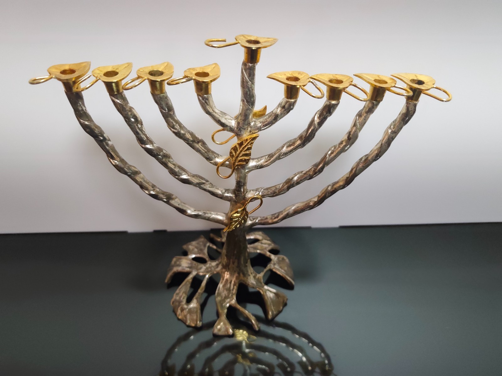 Vintage Hanukkah Menorah the Tree of Life design by artist Fred Spinowitz - Image 2