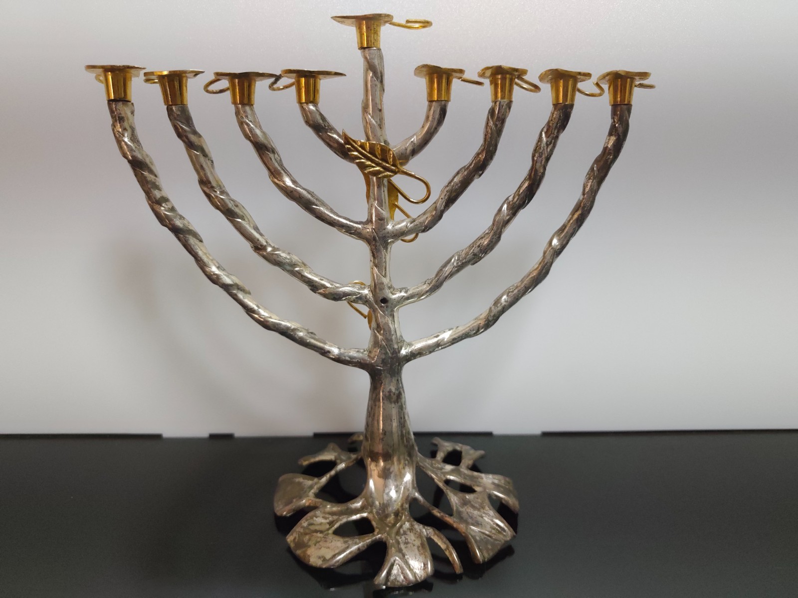 Vintage Hanukkah Menorah the Tree of Life design by artist Fred Spinowitz - Image 4