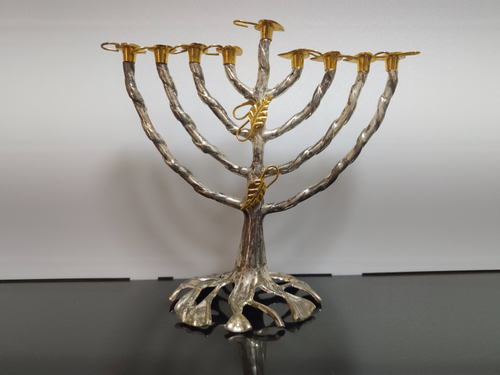 Vintage Hanukkah Menorah the Tree of Life design by artist Fred Spinowitz