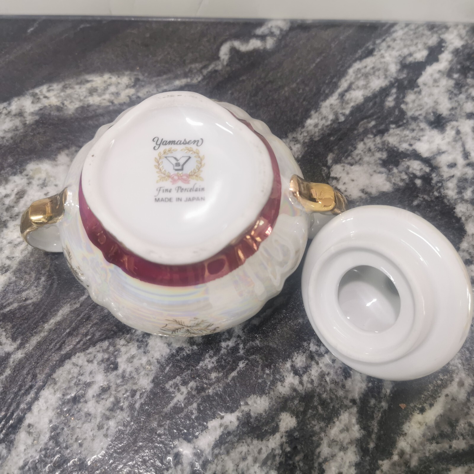 Vintage Yamasen Fine Porcelain Sugar Bowl Made in Japan with 24k Gold - Image 5