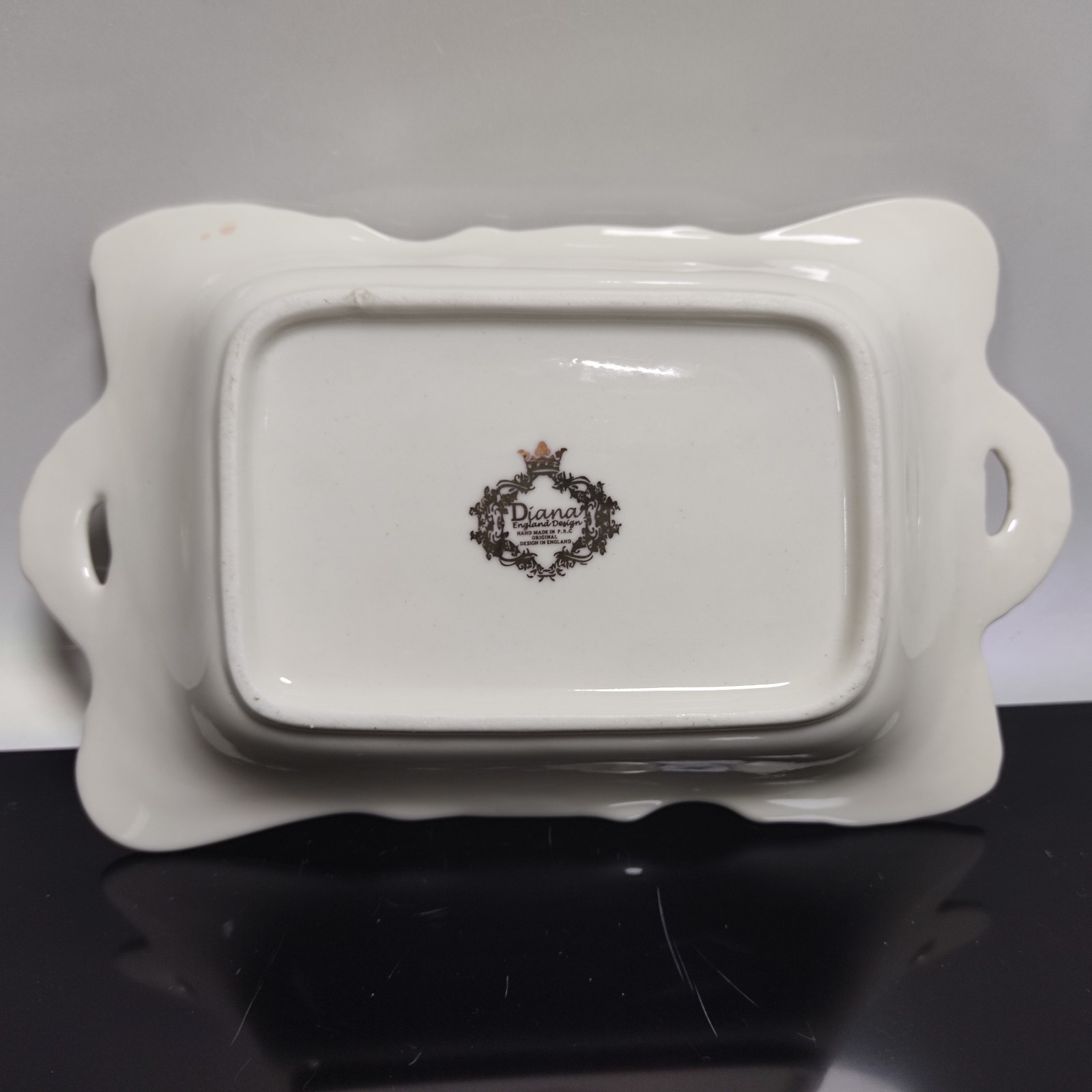 1970's Diana Porcelain Bowl Trinket Plate Tray England Design Roses and Gold - Image 7