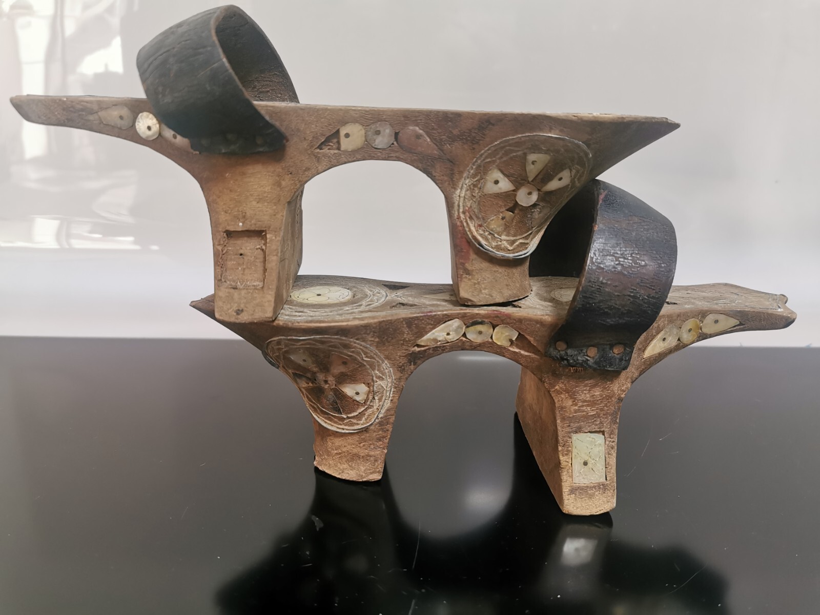 Antique Asian Wood Inlaid Mother of Pearl Hamman Ottoman Turkish Bath Shoes Clog - Image 22