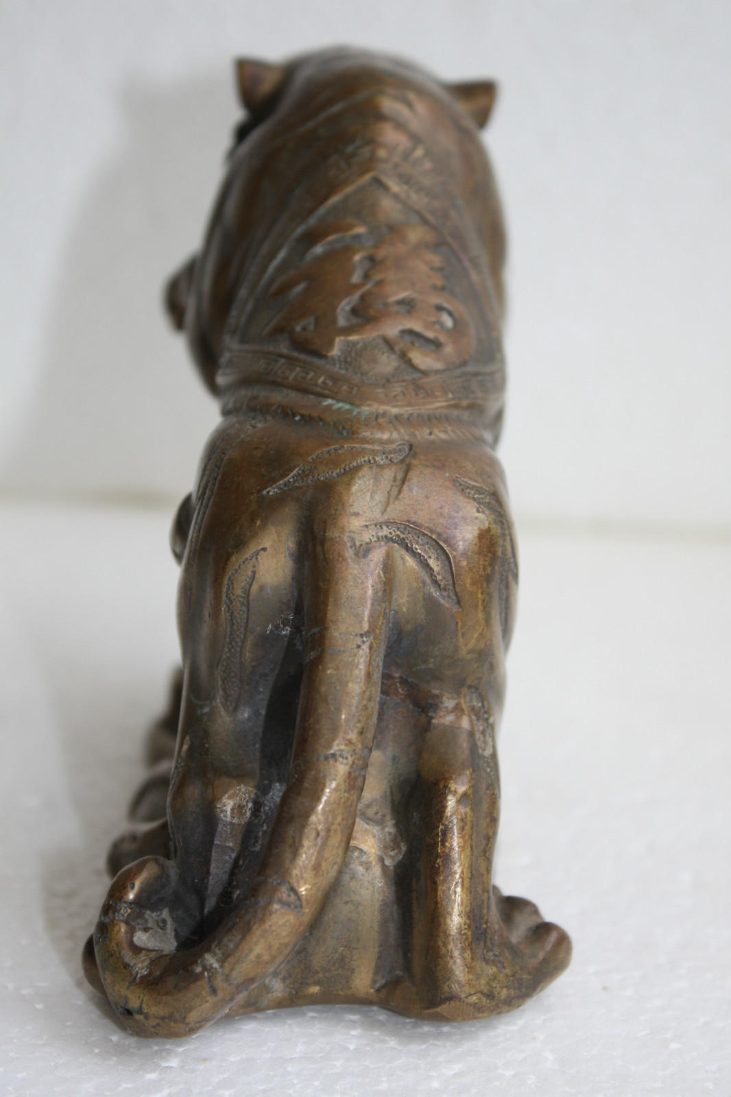 Old Antique Chinese Bronze Tiger Stamped Green Patina Gorgeous Home Bar Decor 7" - Image 7