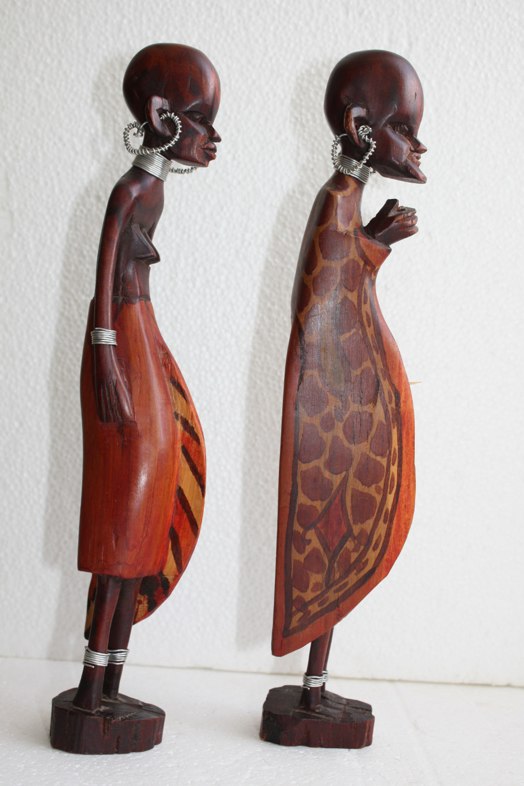Pair Of Tribal Wooden Art African Figurines Man And Woman 12" Wood Handpainted - Image 7