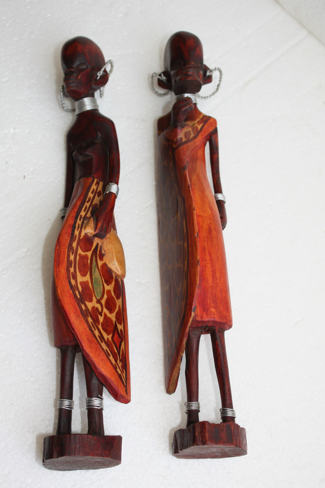 Pair Of Tribal Wooden Art African Figurines Man And Woman 12" Wood Handpainted - Image 9