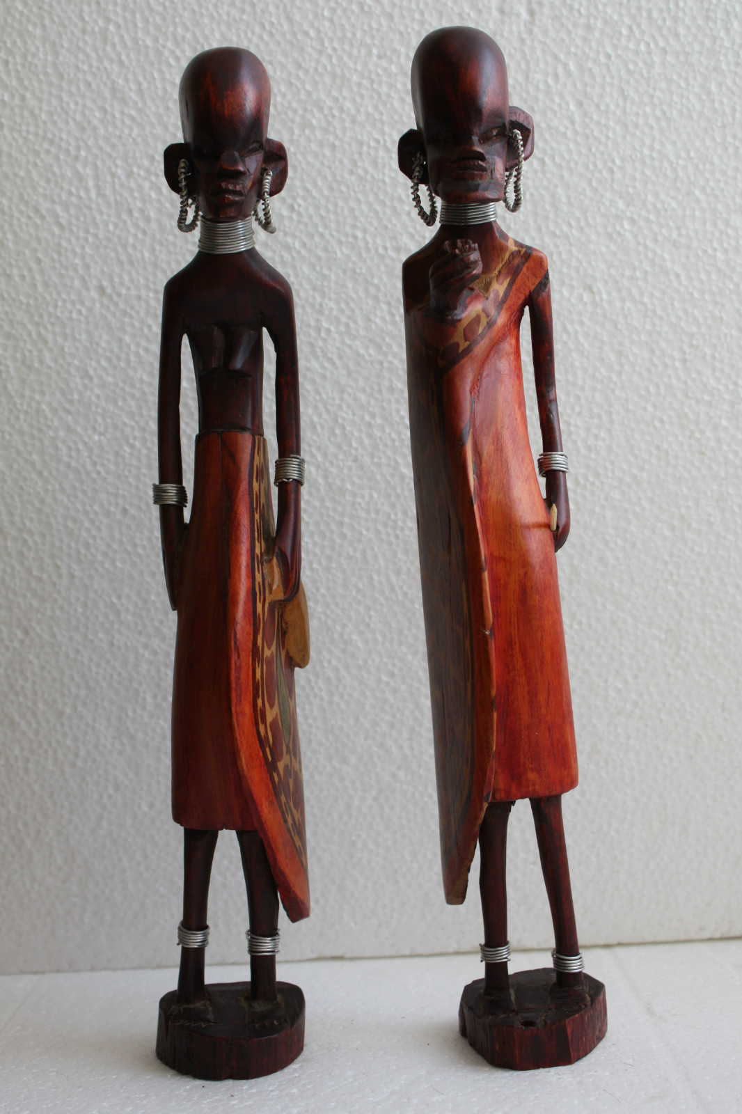 Pair Of Tribal Wooden Art African Figurines Man And Woman 12" Wood Handpainted - Image 10