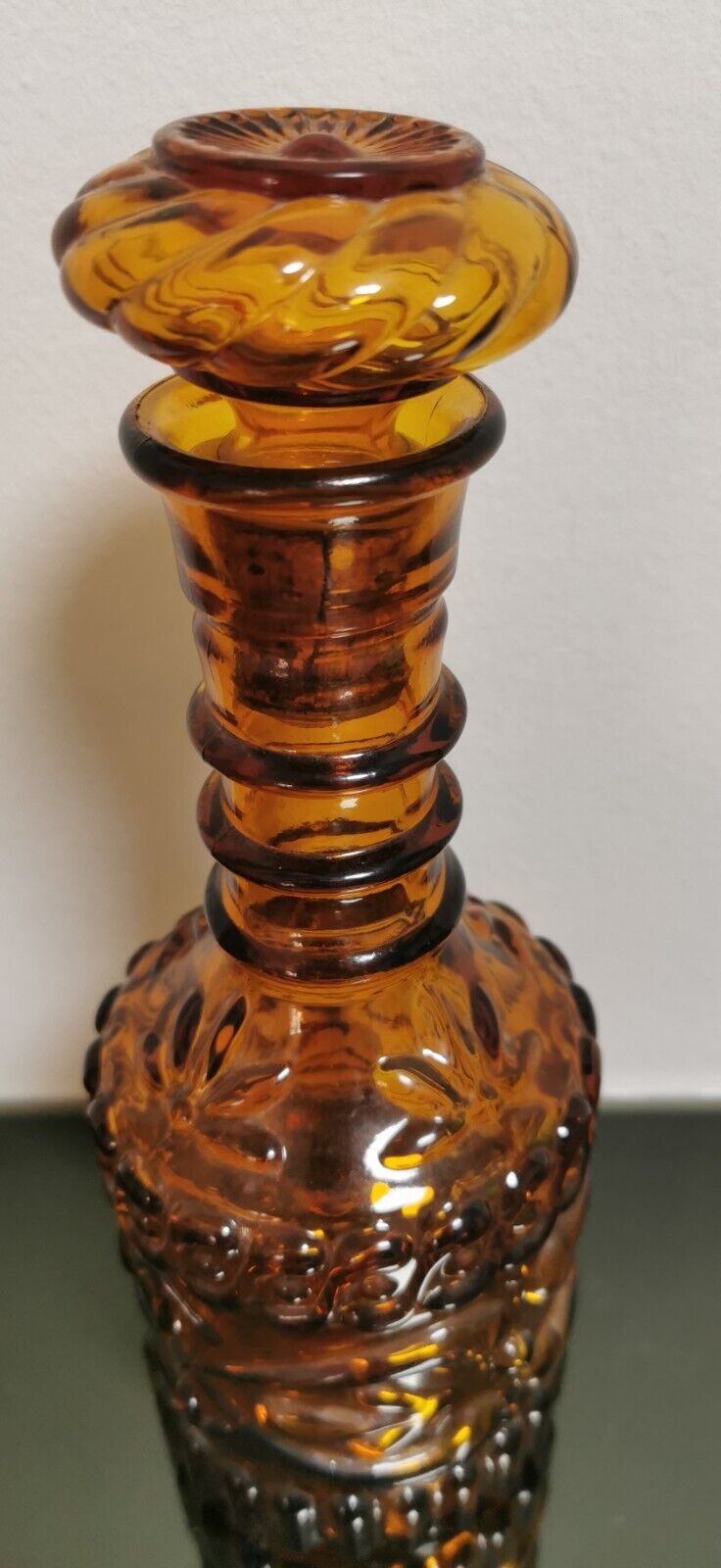 Vintage 1973 Amber Jim Beam Amber Glass Decanter Tiki Cork Stopper - Image 3
