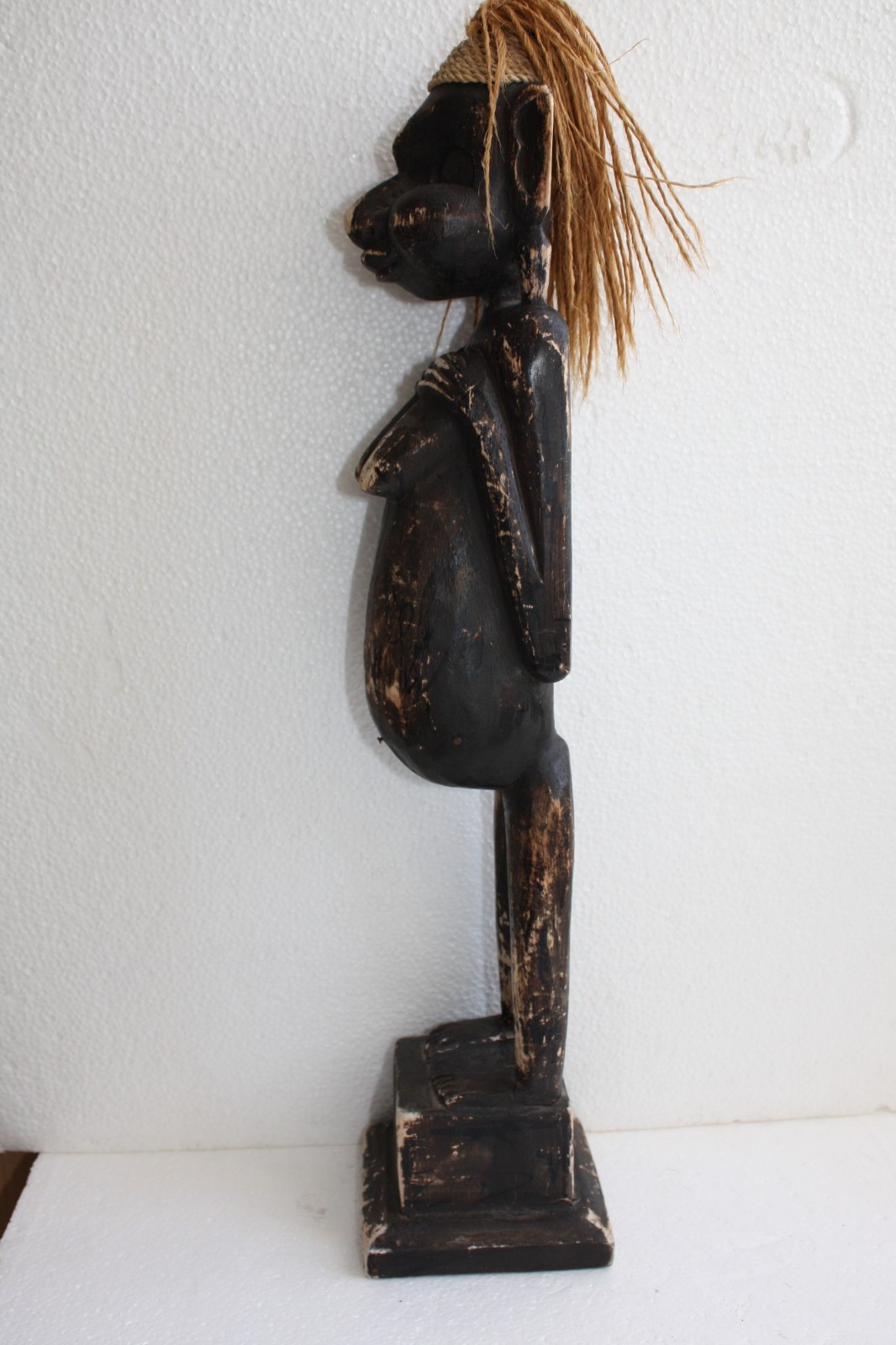 Antique Hand Carved Wooden Figurine 20" Pregnat Woman African Tribal Wood Art - Image 4