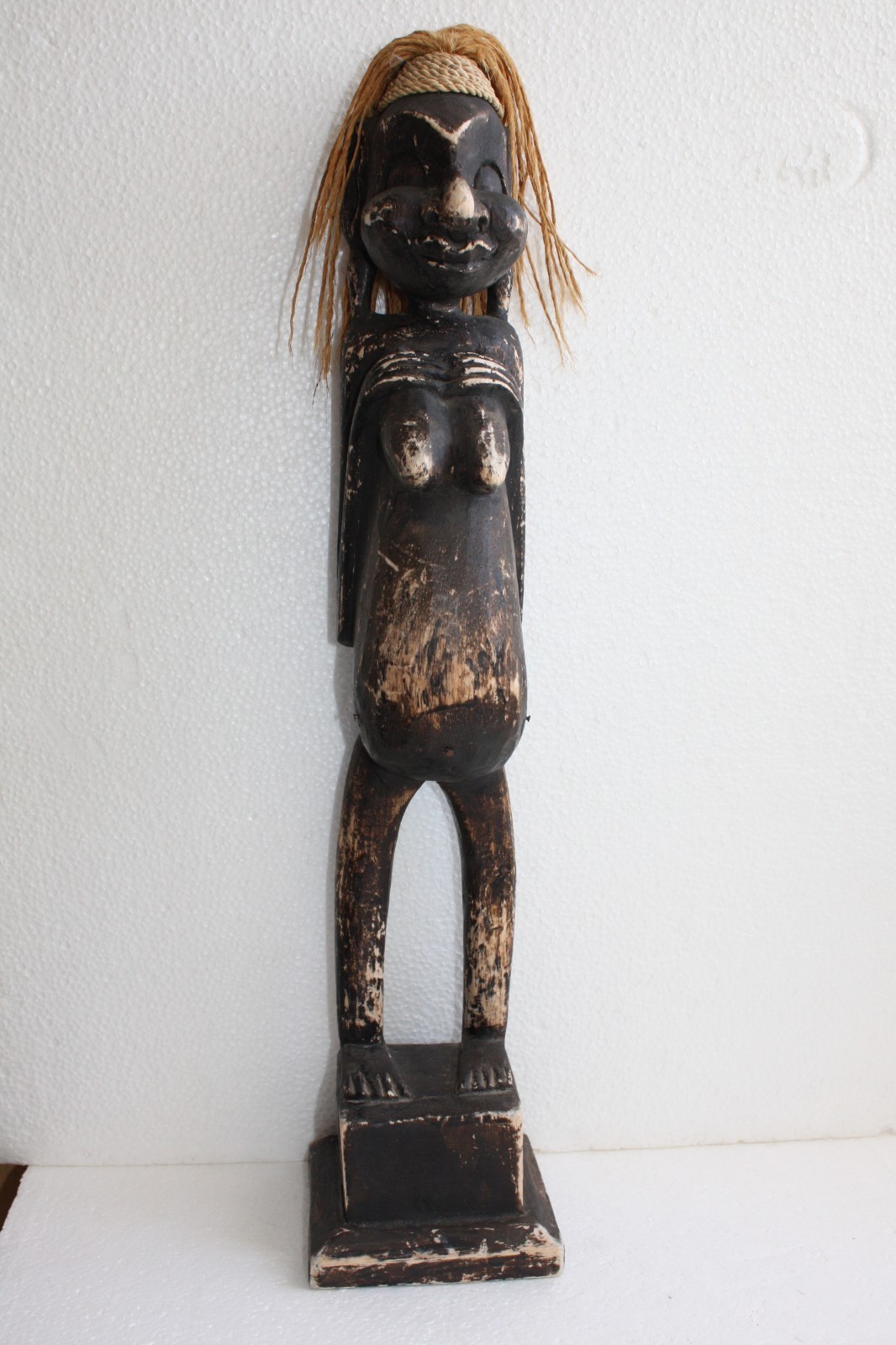Antique Hand Carved Wooden Figurine 20" Pregnat Woman African Tribal Wood Art - Image 5