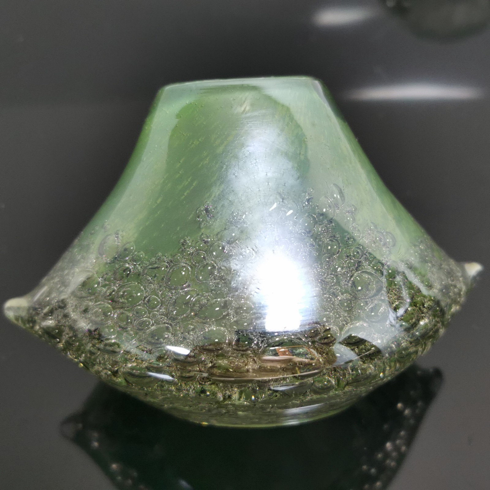 Awesome Heavy Glass Bubbled Hand Blown Nebula Vase Inkwell Paperweight Rare - Image 5