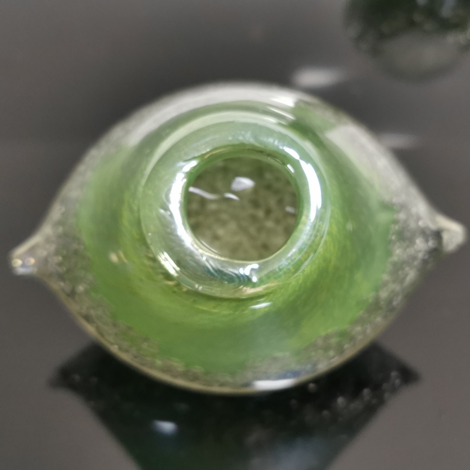 Awesome Heavy Glass Bubbled Hand Blown Nebula Vase Inkwell Paperweight Rare - Image 6