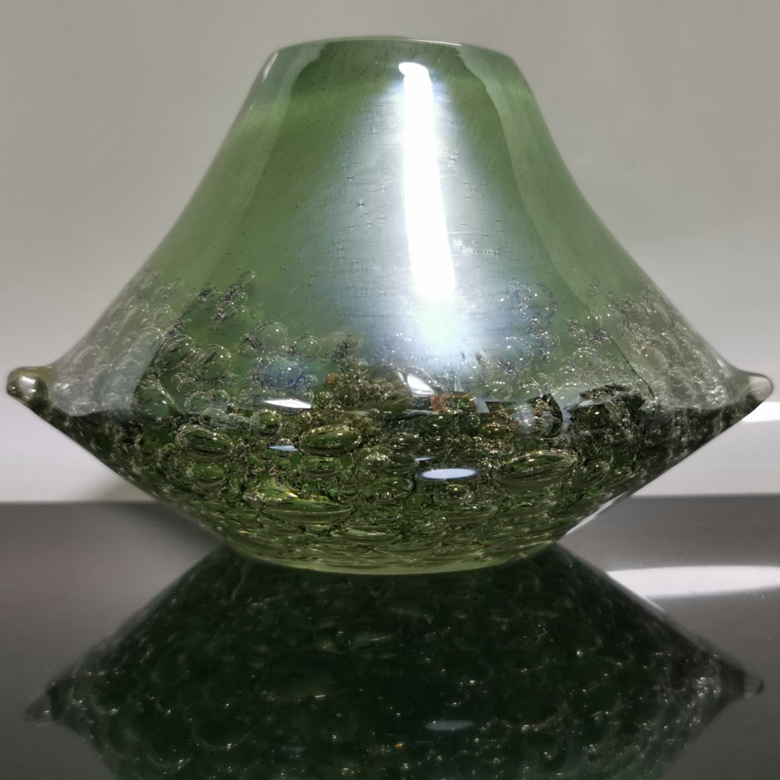 Awesome Heavy Glass Bubbled Hand Blown Nebula Vase Inkwell Paperweight Rare - Image 7
