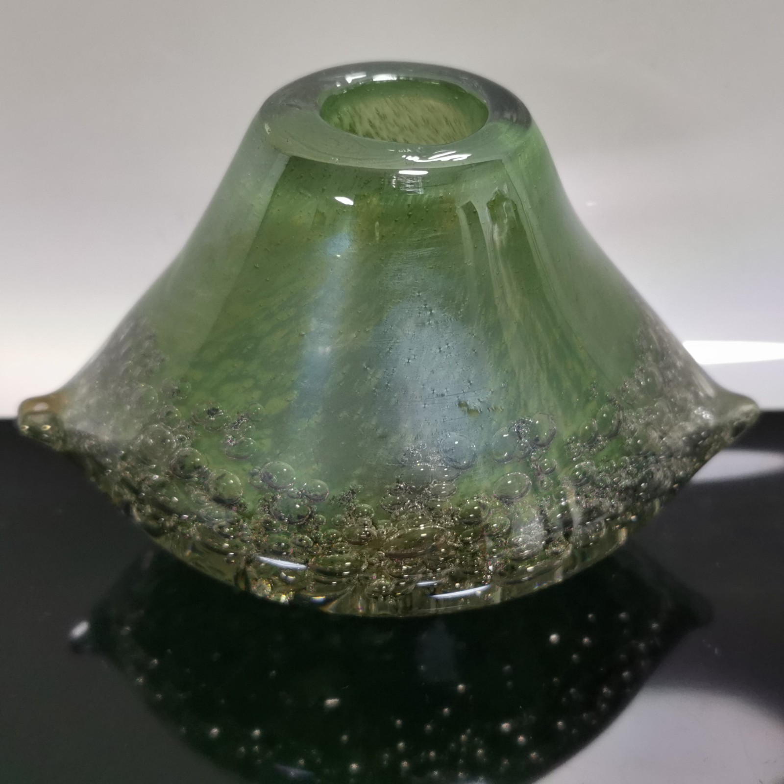 Awesome Heavy Glass Bubbled Hand Blown Nebula Vase Inkwell Paperweight Rare - Image 8