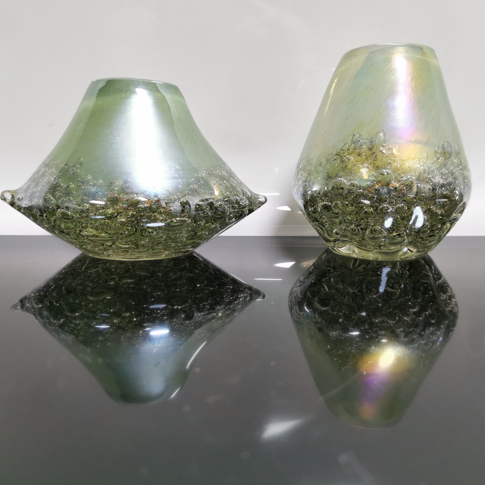 Awesome Heavy Glass Bubbled Hand Blown Nebula Vase Inkwell Paperweight Rare - Image 9