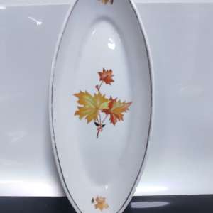 Herring Dish with Maple Leaf Decor Porcelain Decal Dulevo Factory 1963