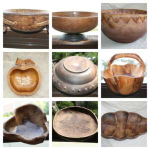 Old Primitive Vintage Wooden Trencher Dough Bowl Basket Hewn Carved Wood Rustic