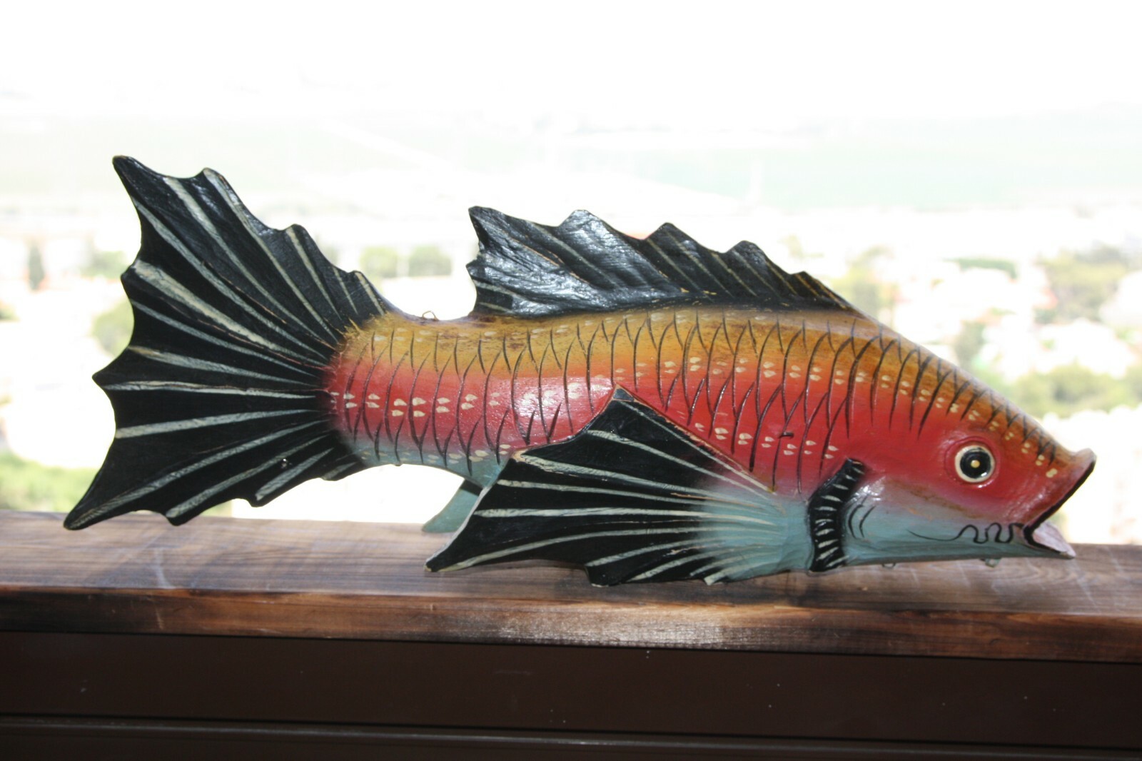 Old Vintage Hand Crafted and Painted Wooden Fish Figure Statue Collectible Rare - Image 3