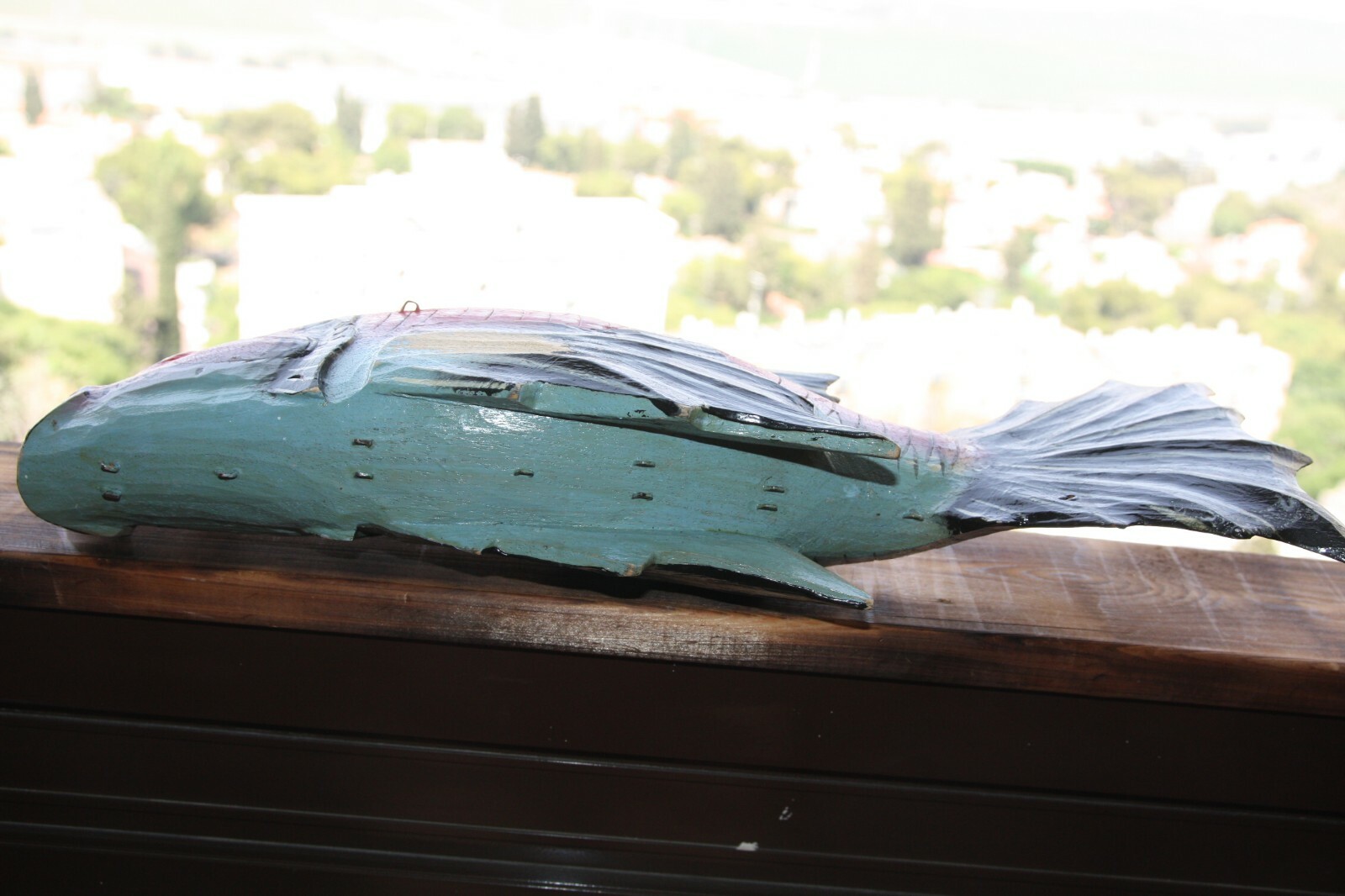 Old Vintage Hand Crafted and Painted Wooden Fish Figure Statue Collectible Rare - Image 7
