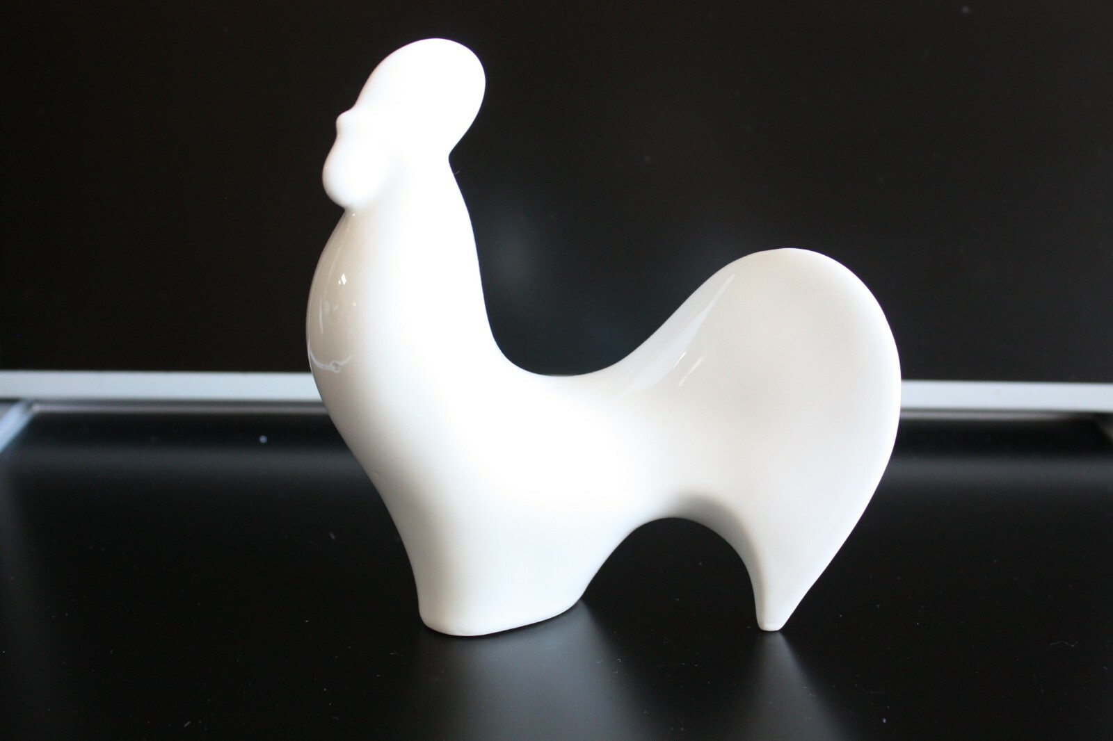 Old Vintage Naaman Israel White Cast Porcelain Small Rooster Statue Figurine 6" - Image 3