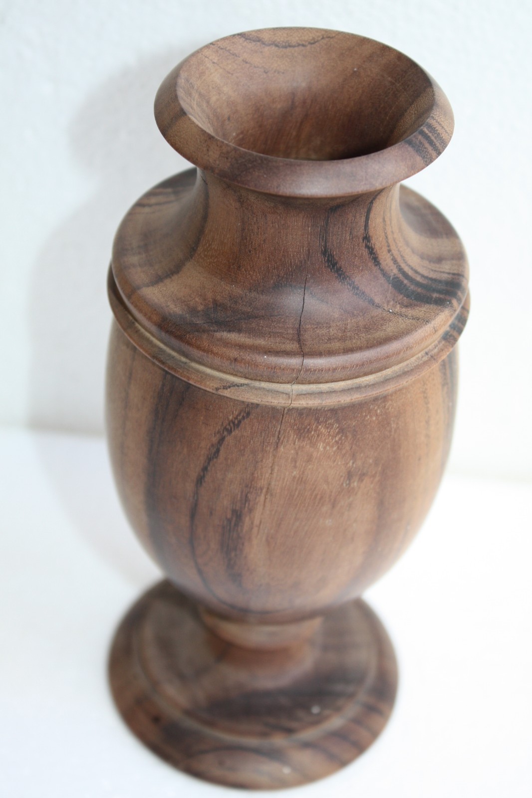 Old Vintage Olive Tree Wooden Vase Urn Goblet Hand Made Collectible Home Decor - Image 4