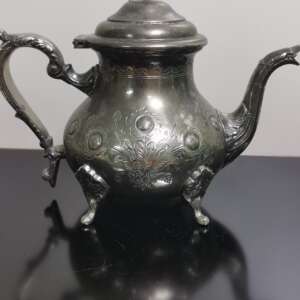 Rare Antique Les Meilleurs Metal Blanc Argente Silverplate Teapot French Marks